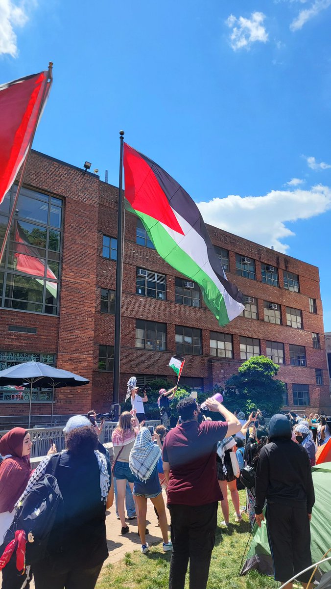 BREAKING: The flag of Palestine has been raised above the encampment at George Washington University, blocks from the White House.