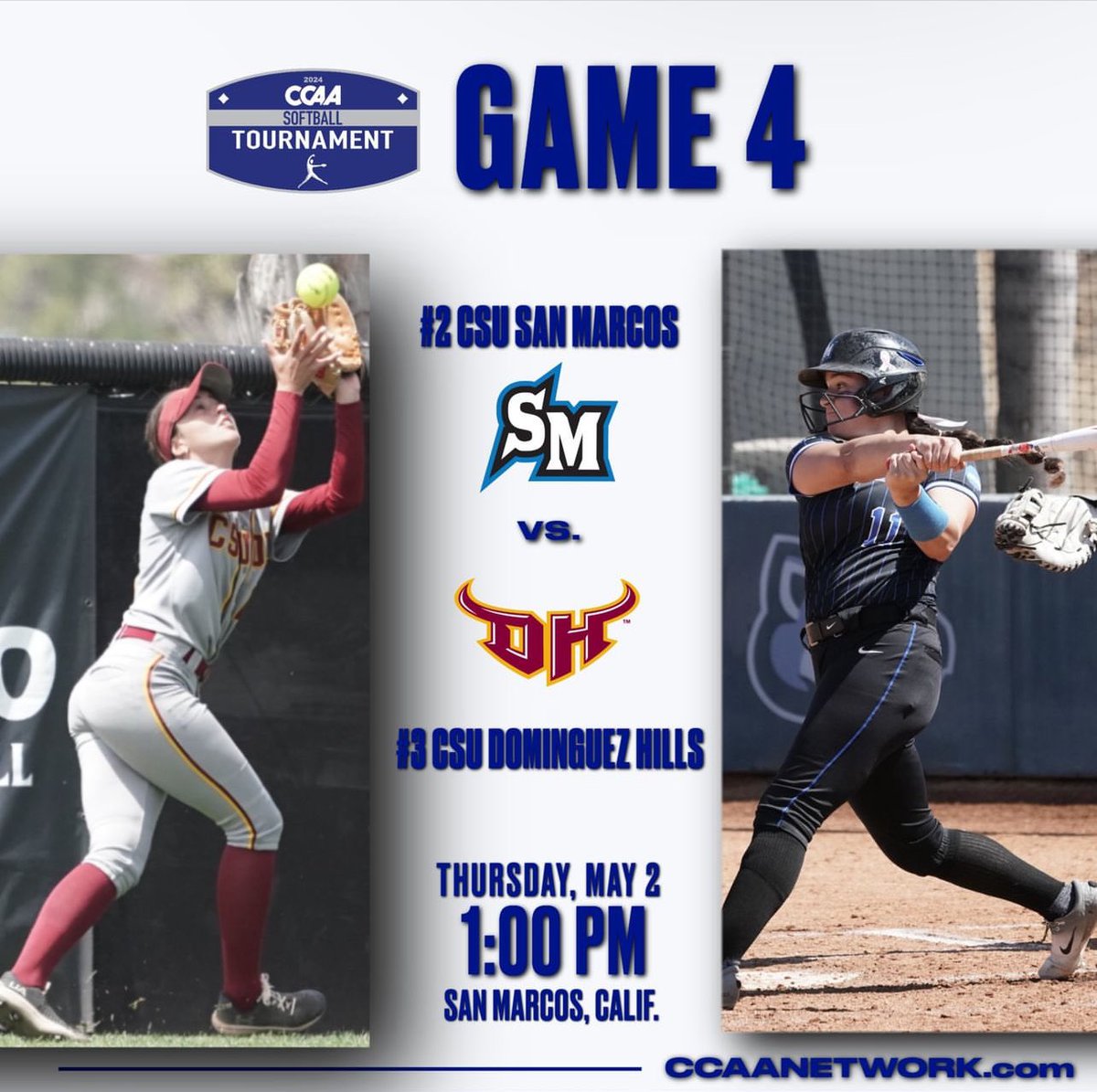 Today, there are three games on the docket in the CCAA Softball Tournament. The winners will advance to tomorrow and the two losing teams will play tonight at 3:30 p.m. in an elimination game. #GoCCAA GoCCAA.org/sbtourney