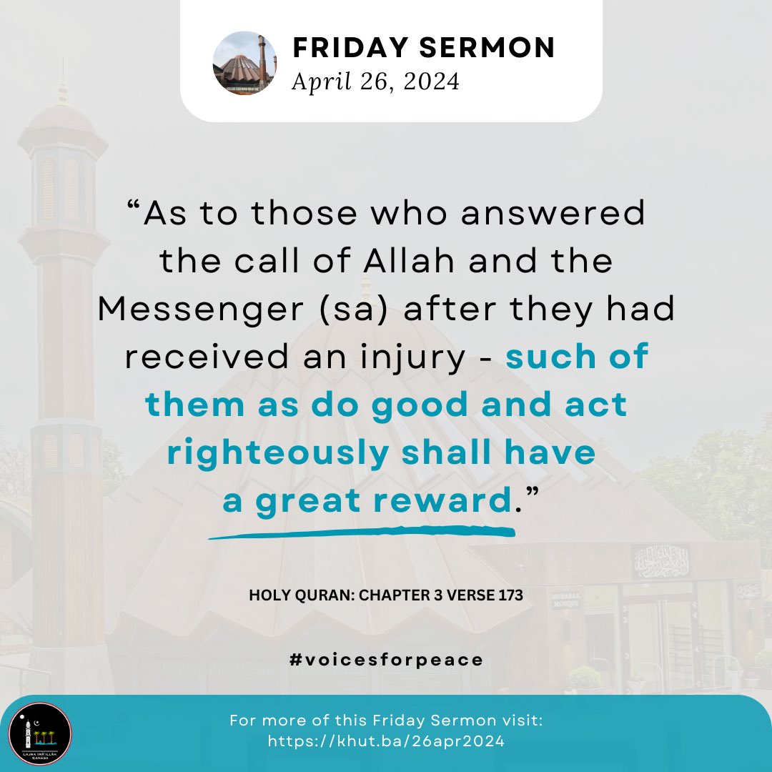 Though many companions had injuries during Battle of Uhud, when they were called to confront the enemy again, they didn’t hesitate—rather they immediately hearkened to the call of #HolyProphet. Allah commemorates this in the #HolyQuran (3:176) ➡️

#islam #voicesforpeace #Muslims