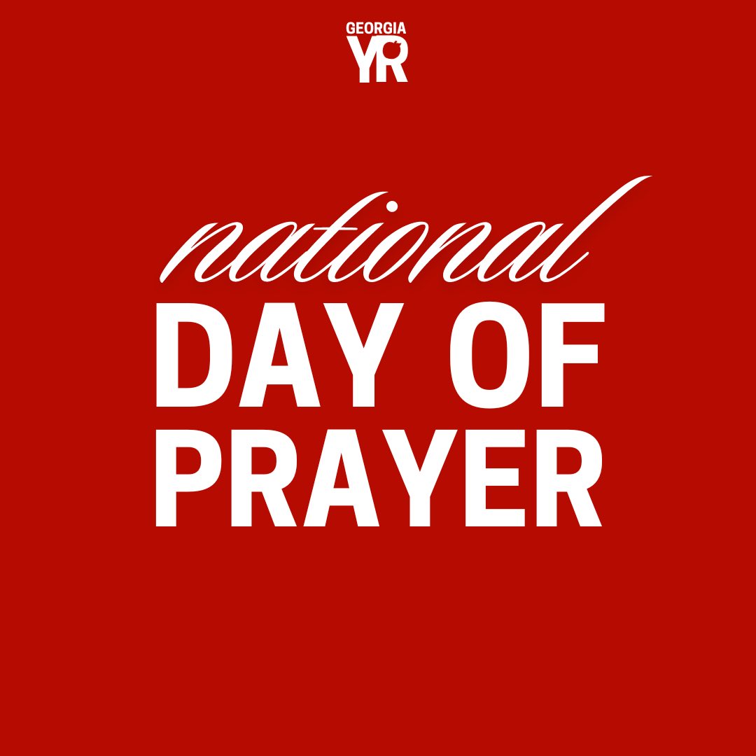 Today, join #YRs across the state as we pray for our nation, its leaders, and our communities. May God bless our nation with wisdom and peace ✝️. #gapol #NationalDayOfPrayer