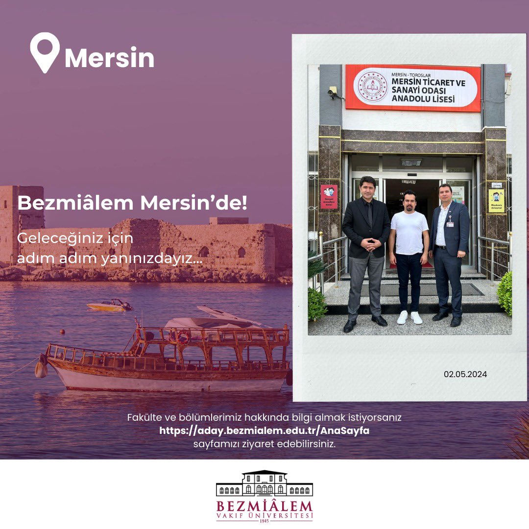 Bezmiâlem Mersin’de... Mersin’de gerçekleştirdiğimiz üniversite tanıtım ziyaretlerinde bizi konuk eden kıymetli okullarımıza ve Rehber Öğretmenlerimize teşekkür ederiz. Bezmiâlem, geleceğiniz için adım adım yanınızda... #bezmialemvakıfüniversitesi #mersin