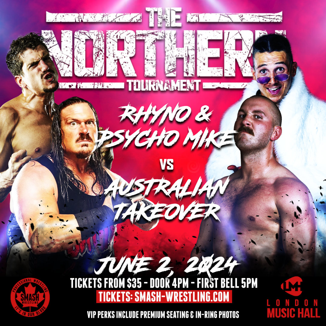 LONDON! JUNE 02! BODY SLAMS? GORES? BOTH? Recent show stealers ATO think neither. This truly unique match up is must see! Limited Row 1s available!get 'em now! 🎟️ smash-wrestling.com