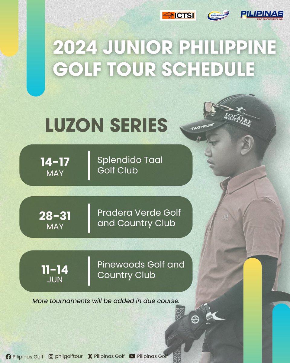 TEEING OFF SOON 🏌️ Get your game face on as we kick things off at Splendido Taal Golf Club for the first stop of the 2024 ICTSI JPGT Luzon Series ⛳️ More details? Click here ⬇️ pgt.ph #JPGTee #JPGTinSplendido #ICTSIGolf #JuniorPGT