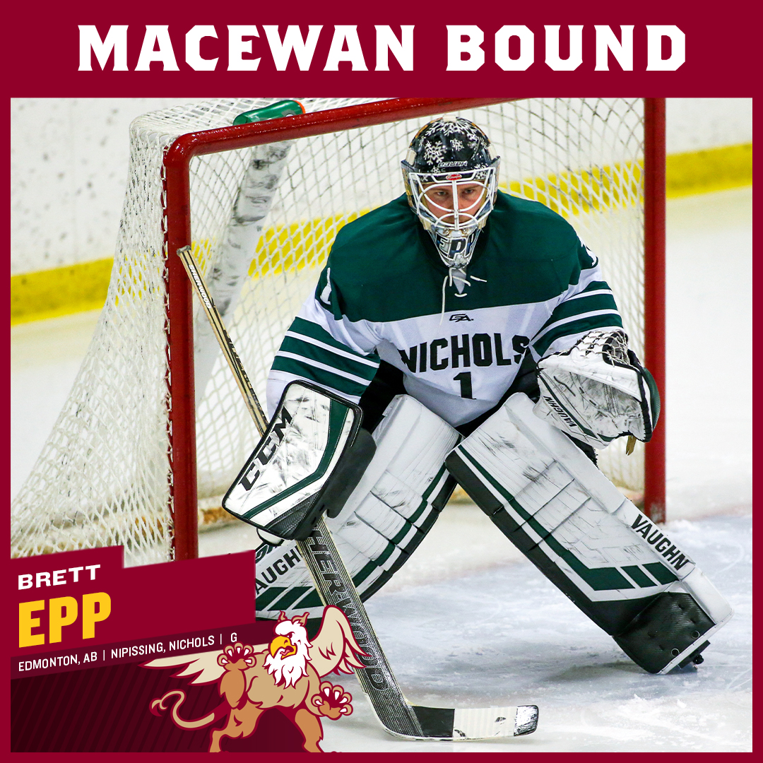 M🏒| RECRUIT Veteran goalie Brett Epp returning home to #YEG to join @MacEwanHockey for his final season of university eligibility, bringing experience from the NCAA, OUA, ECHL, SPHL and more. Welcome to @MacEwanU! #GriffNation 📷Brian Foley STORY➡️macewangriffins.ca/sports/mice/20…