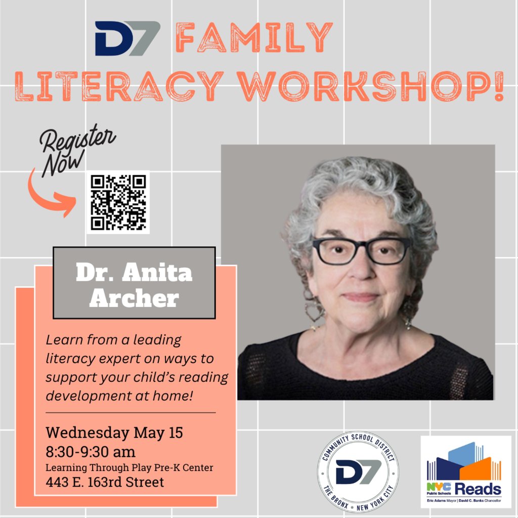 Join us May 15th! Learn from a leading literacy expert on ways to support your child’s reading development at home! #ibelieveind7 #readyfortheworld #readtosucceed