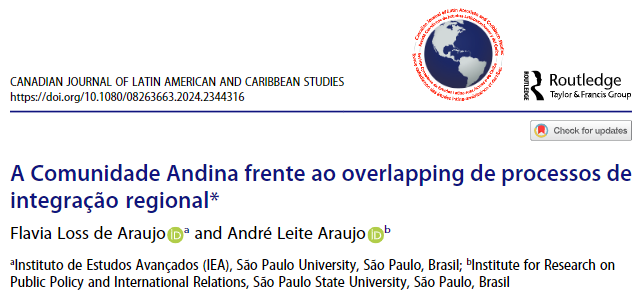 Junto com <a href="/flavia_loss/">Flavia Loss</a>, tenho a enorme satisfação de ver o artigo “A Comunidade Andina frente ao overlapping de processos de integração regional” publicado
Já está disponível em tandfonline.com/doi/full/10.10… (escrevam se precisarem de acesso)
