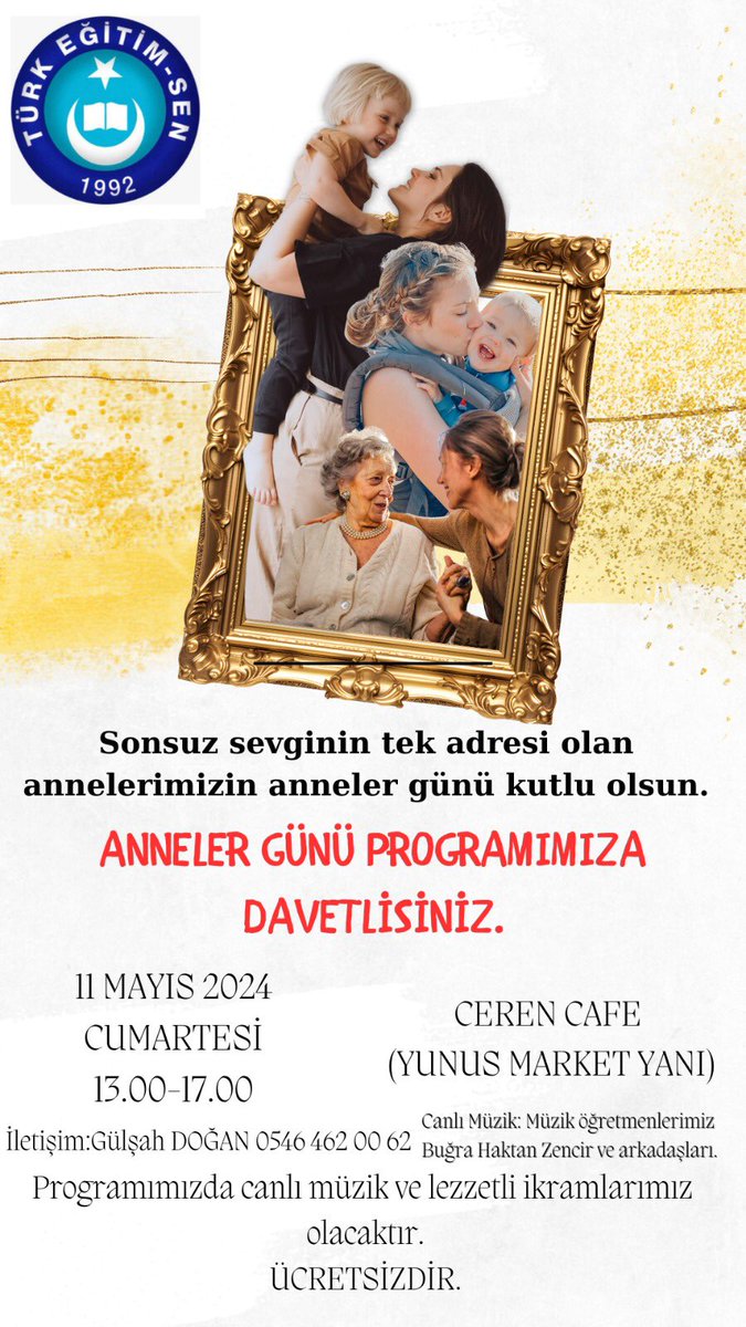 Kadın Komisyonlarımızın düzenlediği, Bir Türk Eğitim-Sen klasiği olan #annelergünü programı: