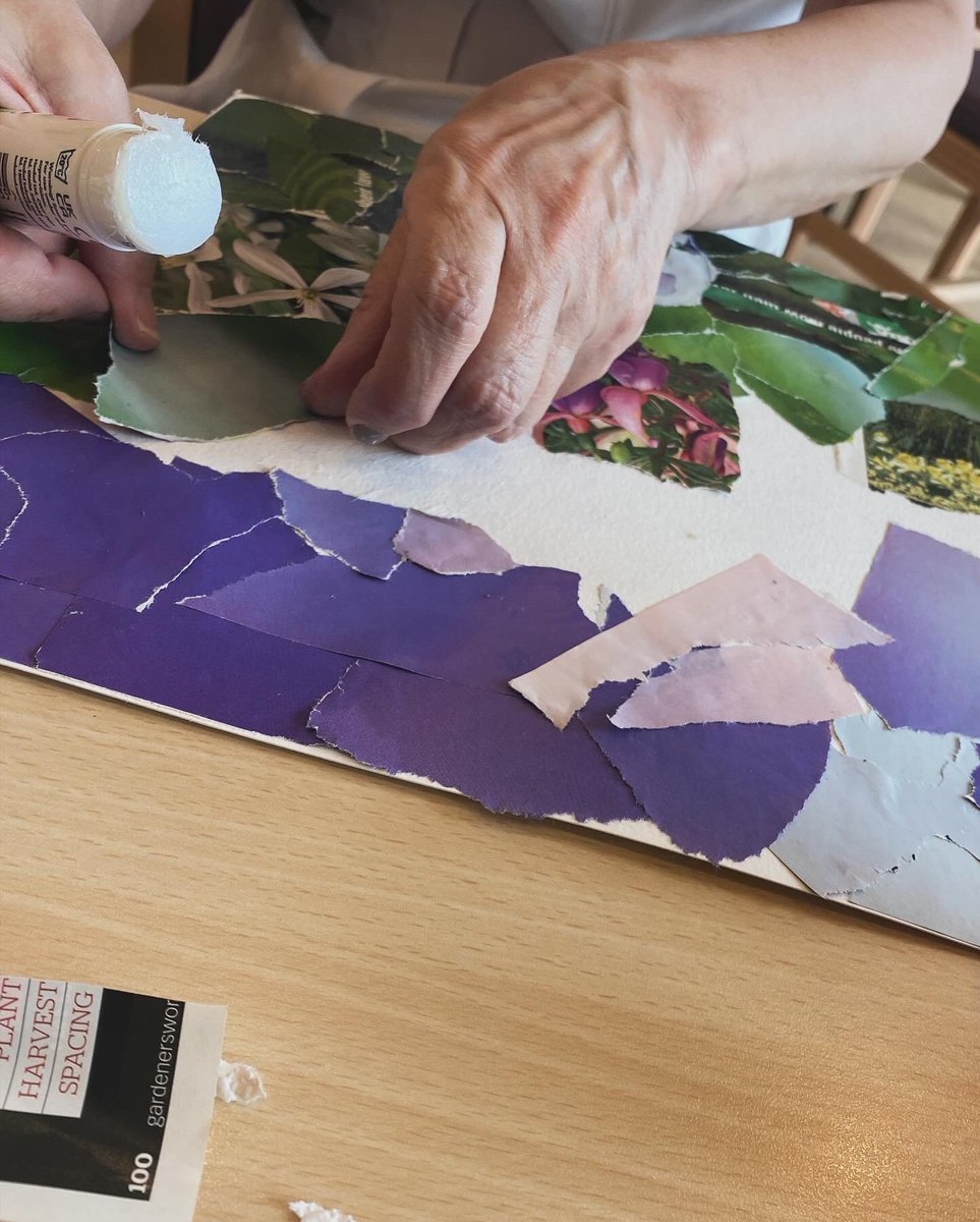 Working on two wards at #Redwoods @arts_mpft 

We started ripped magazine paper landscape collages 

 #artwork #design #collage 

#paper #artsforhealth #artinhospitals #mentalhealth #process #processart  #design #colour #collageart #experiment #landscape