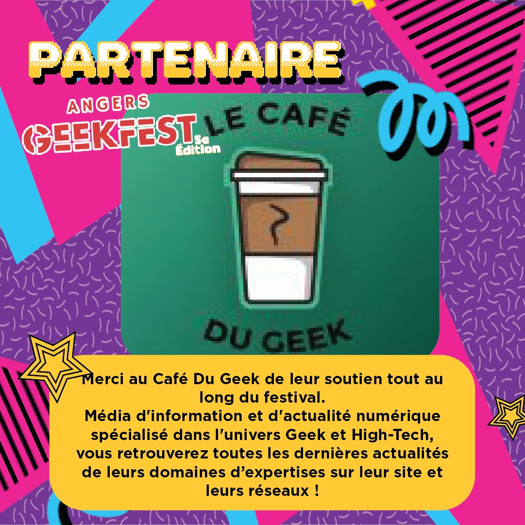 Merci à @LeCafeDuGeek pour leur soutien lors de la 5e édition de l'Angers Geekfest ! #angers #geek #geekfest #partenaire