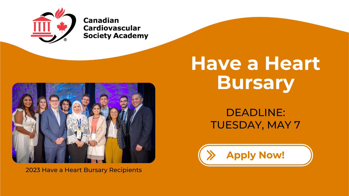 ⏳ Deadline coming soon! Submit your application (or encourage a trainee you know to apply) for the Have a Heart Bursary to attend #CCCongress 2024 in Vancouver this October. The call for applications closes on Tuesday, May 7. Learn more and apply today: ow.ly/jrFM50N2jUU.