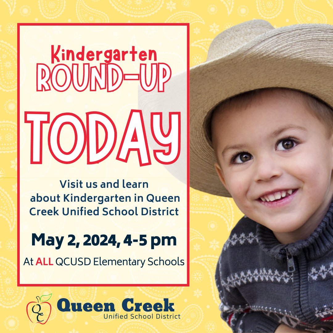 🎉 Today's the day! Don't miss out on Kindergarten Round-Up! 📚 Join us to learn all about kindergarten in QCUSD! qcusd.org/Kindergarten #qcleads #ChooseQCUSD