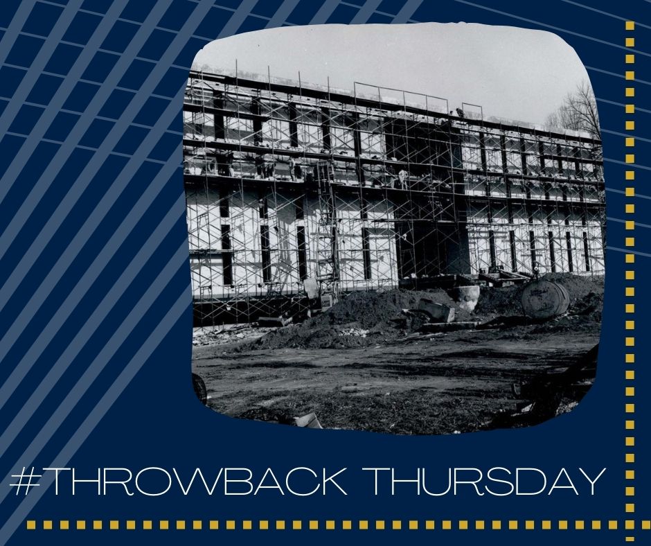 Did you know that the Robert Carothers Library at URI celebrates its 60th anniversary this year? The current library building was completed in 1964, and shown under construction in this photo. #historicalimages #GoRhody #ThrowbackThursday