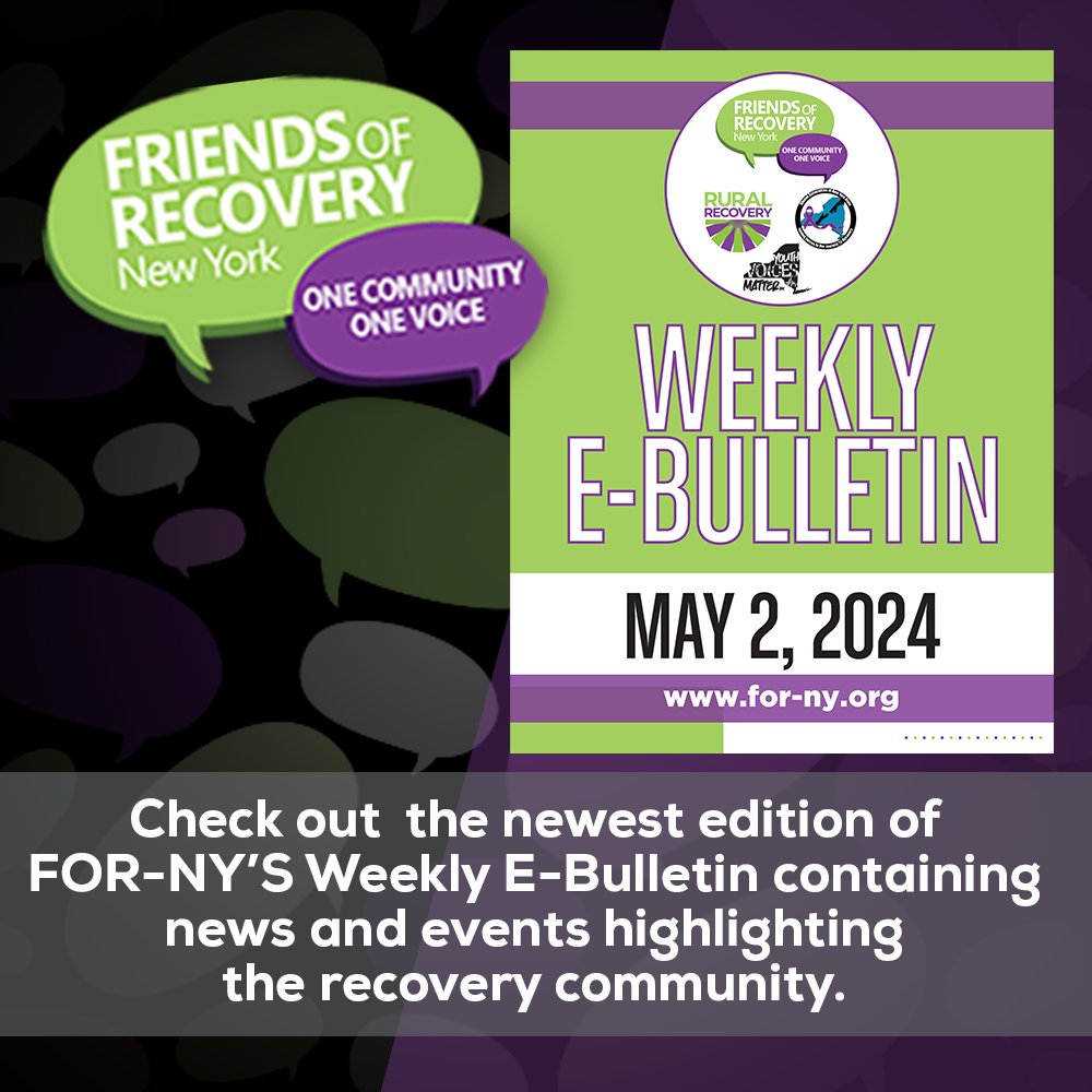 Check out this week's edition of the Friends of Recovery-NY E-Bulletin, containing news and events highlighting the recovery community! loom.ly/GP1mPCk