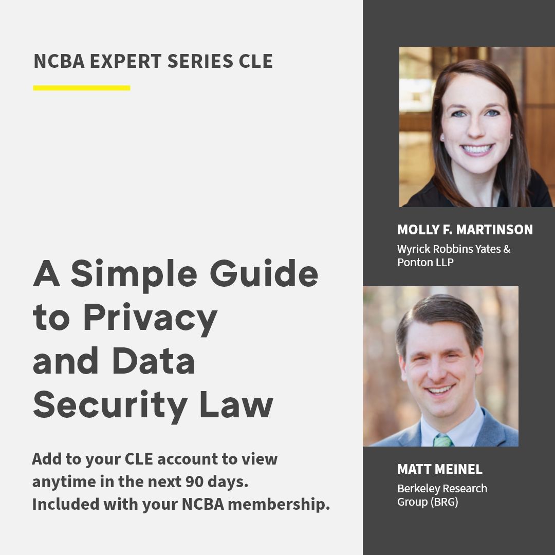 In May’s Expert Series CLE, Molly F. Martinson and Matthew “Matt” Meinel define and explain the fundamentals of modern privacy and data security law. Add it to your CLE account to view for the next 90 days: buff.ly/4b19JOM.
