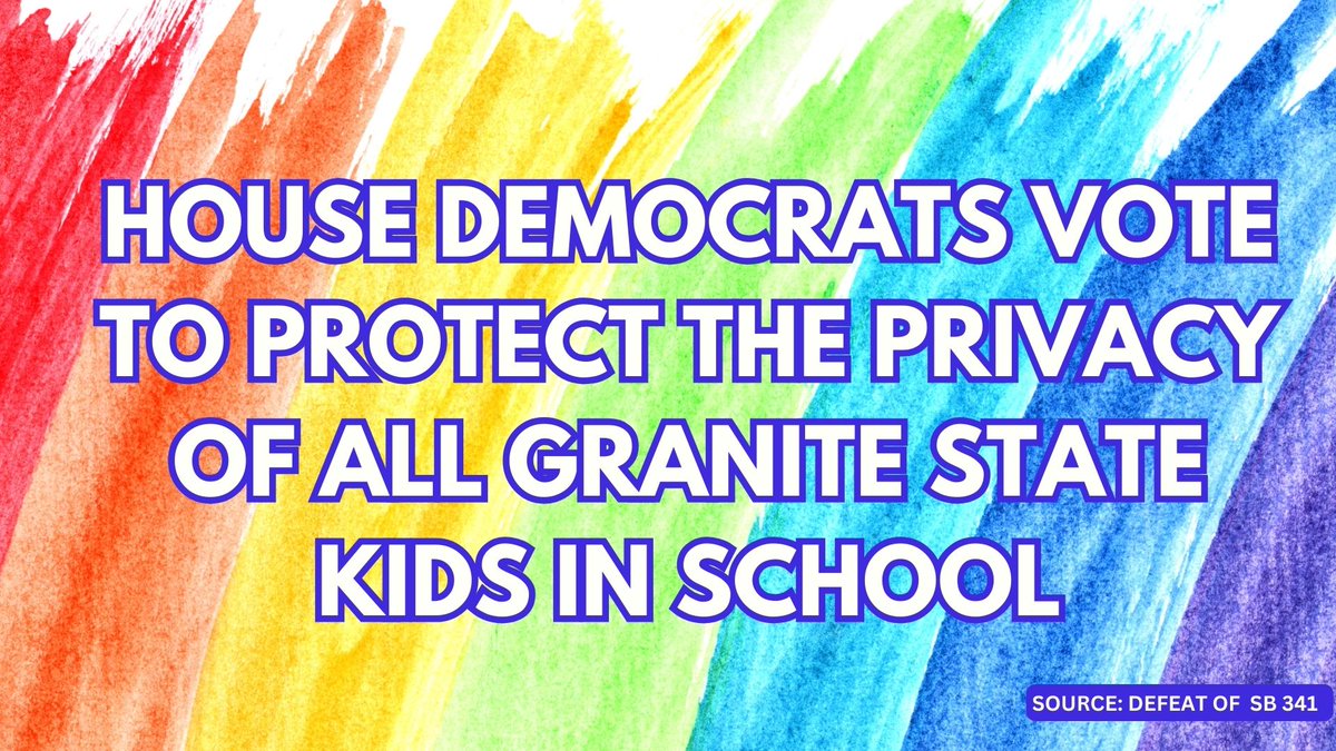 Today, @NHHouseDems voted to block SB 341, harmful legislation that would jeopardize the privacy of all students in school. @NHHouseDems are proud to protect Granite State kids today. #NHPolitics