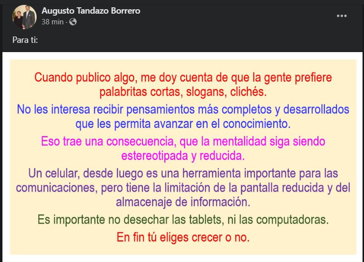 @augustotandazo 'La política nos obliga a leer'