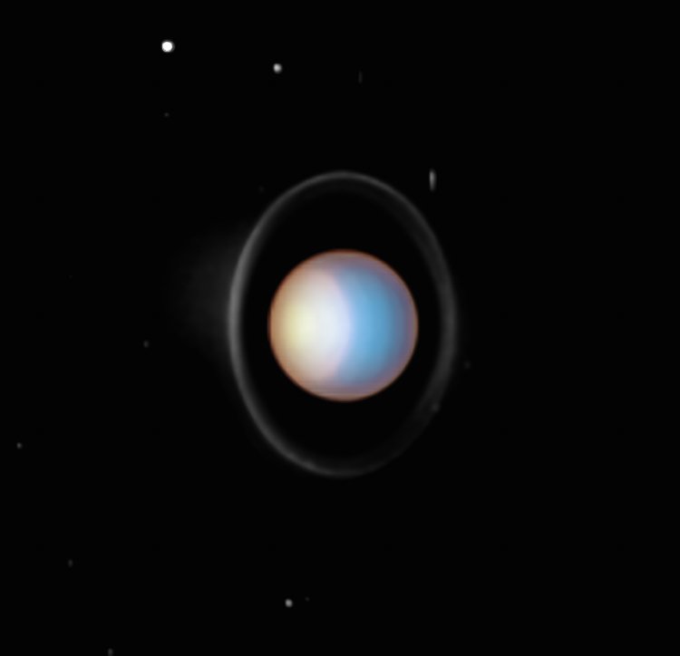 Rings of Planet Uranus visible on a picture taken by Hubble telescope.