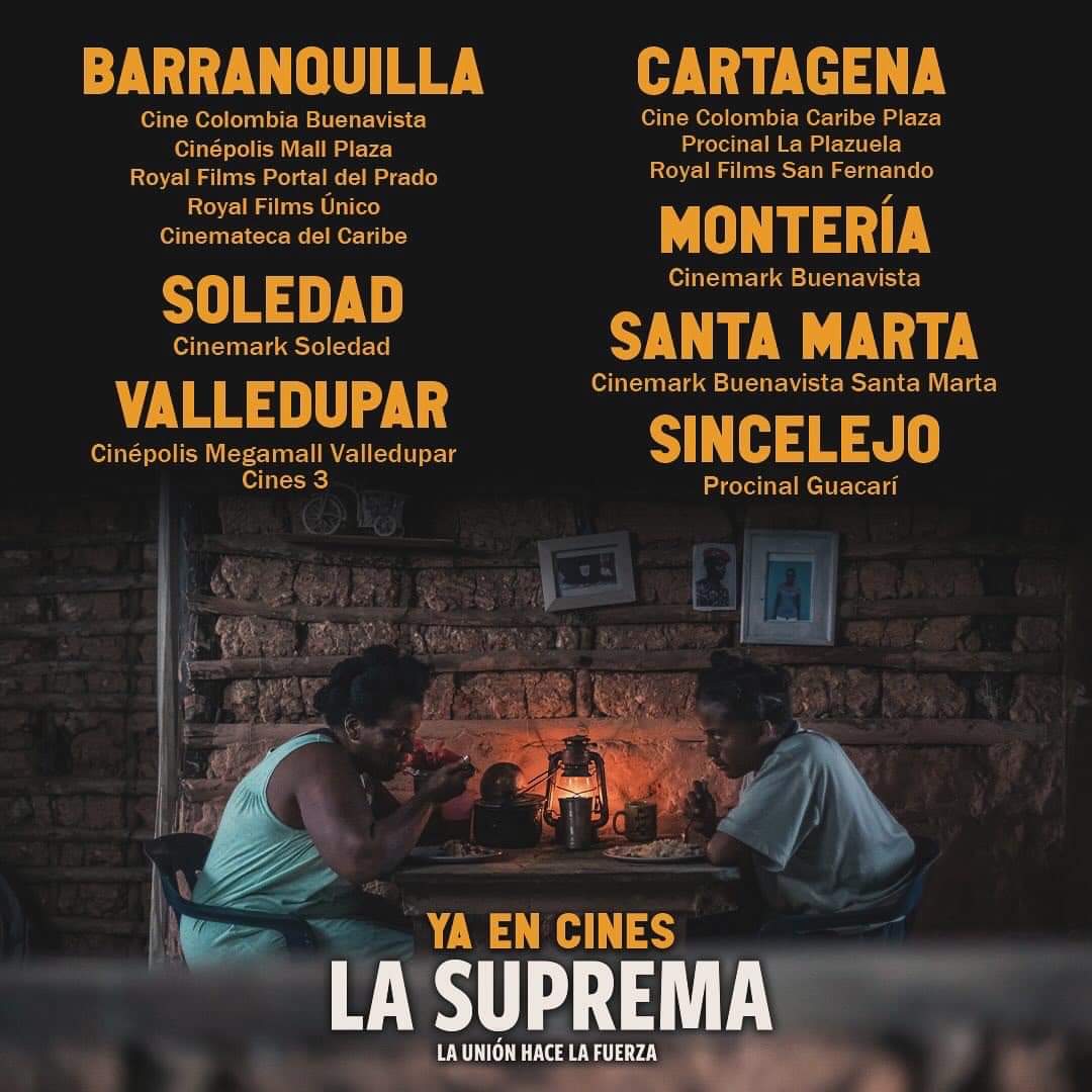 Desde hoy en salas de cine del país. #LaSuprema, película cartagenera. En Caribe Plaza, La Plazuela o San Fernando. Ganó en el reciente #FICCI63 el Premio del Público. @LaSuprema_peli