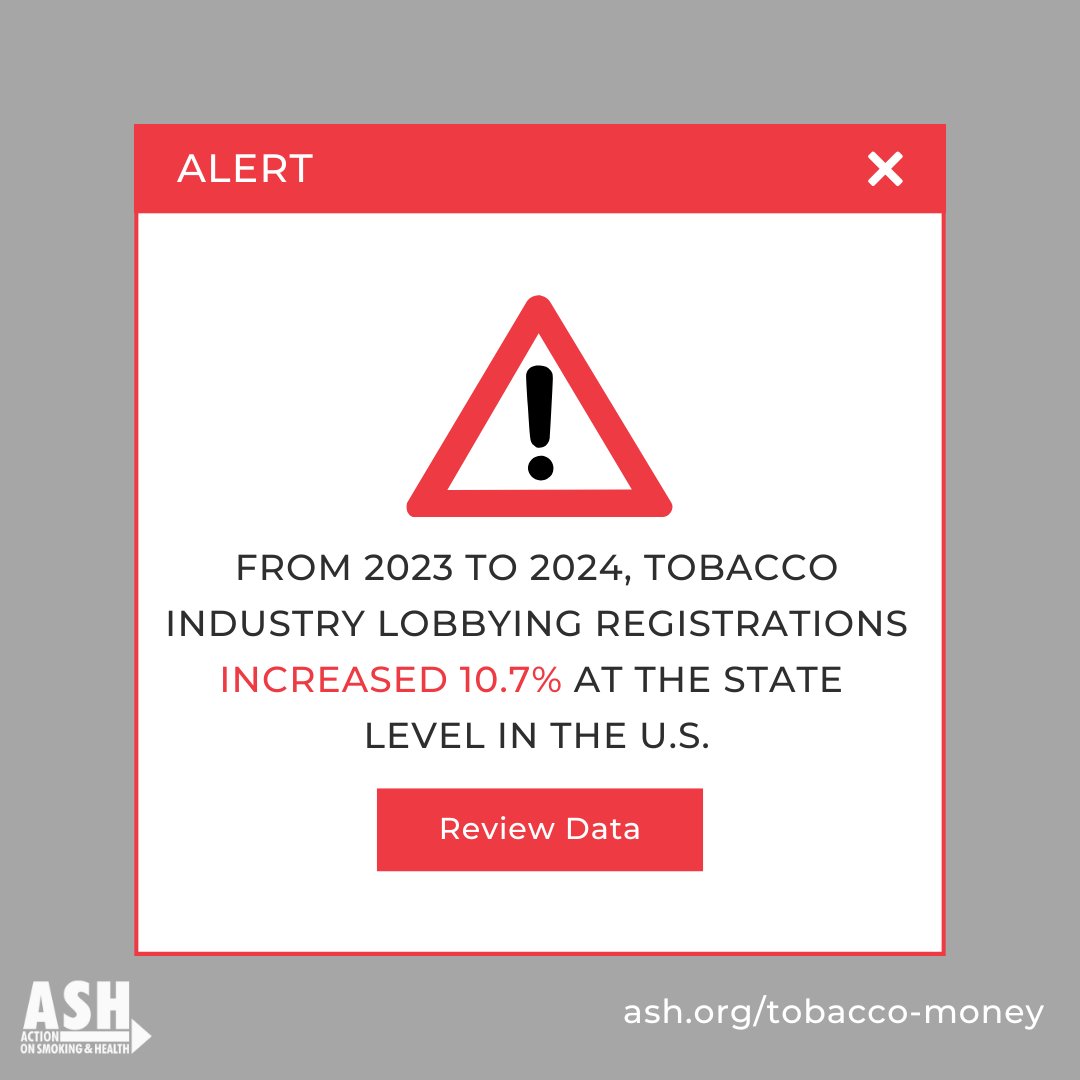 🚭Tobacco companies & lobbyists must be actively excluded from policymaking. To do that, you must first know who they are. @AshOrg's Tracker shows public health advocates who cannot be trusted to put forth good policy: ash.org/tobacco-money #TrackTobacco @VitalStrat