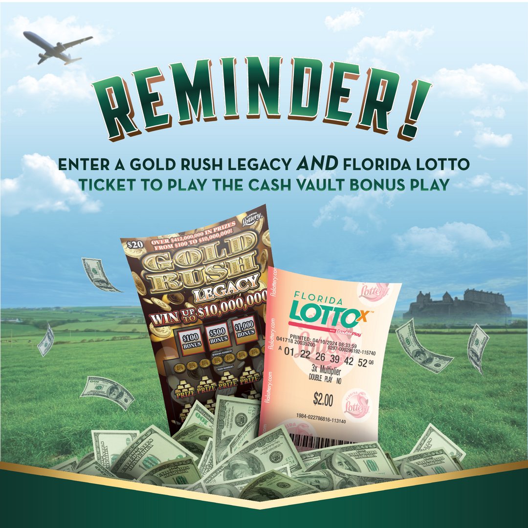 There's still time to enter into the 𝓒𝓪𝓼𝓱 𝓒𝓪𝓼𝓽𝓵𝓮 𝓑𝓸𝓷𝓾𝓼 𝓟𝓵𝓪𝔂! 🏰 Remember to enter BOTH your GOLD RUSH LEGACY Scratch-Off with a FLORIDA LOTTO Draw Game ticket to enter! #FloridaLottery #BonusPlay bit.ly/4aGaxIV