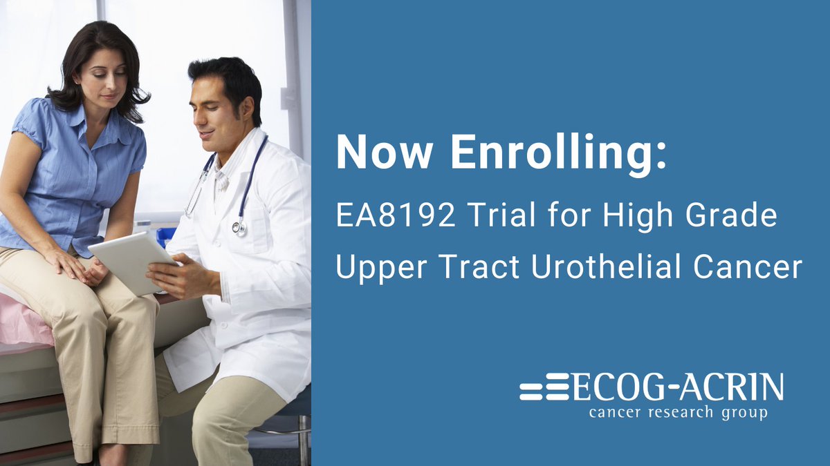 EA8192, led by @JCensits and @PGrivasMDPhD, is a phase II/III #clinicaltrial of durvalumab and chemotherapy for patients with high grade upper tract urothelial cancer prior to nephroureterectomy. For more: bit.ly/ea8192-trial #blcsm