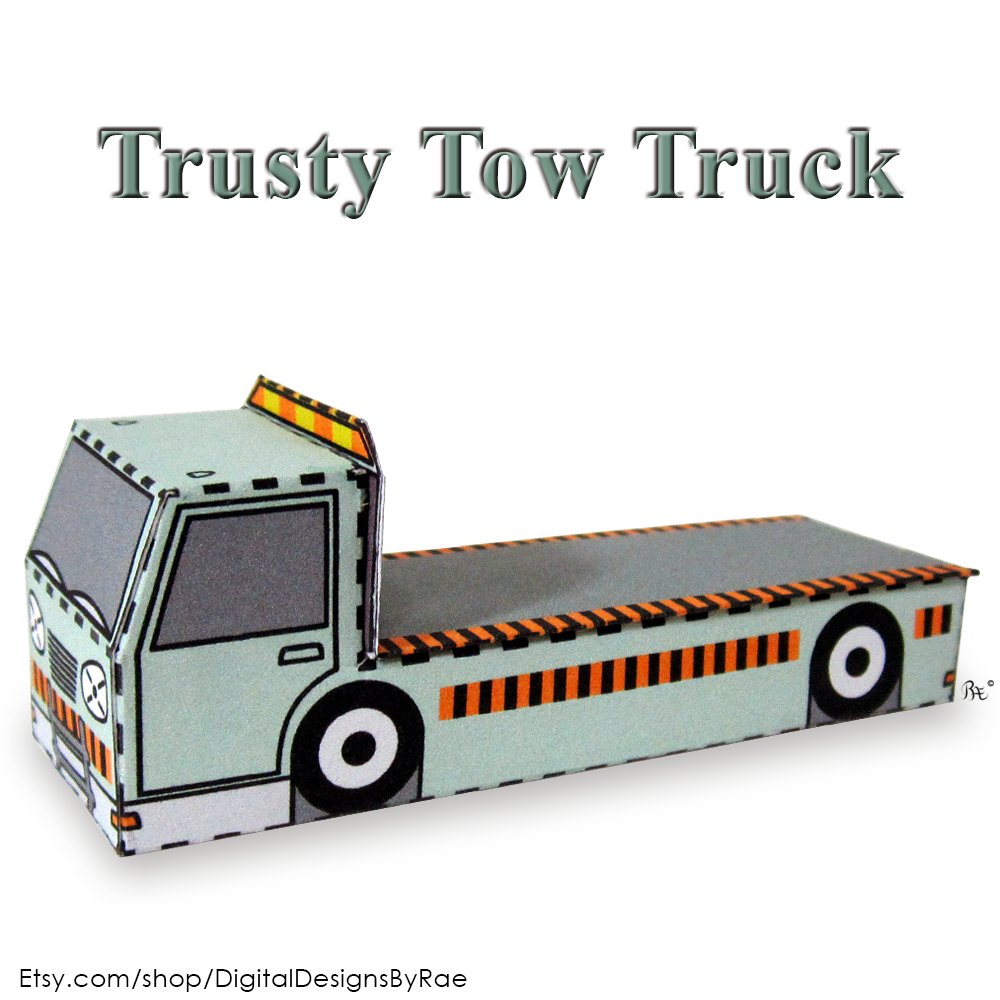 Tiny toy tow truck for big imaginations!  #3Dpapercraft #papertoycar #towtruck #printable #Etsy