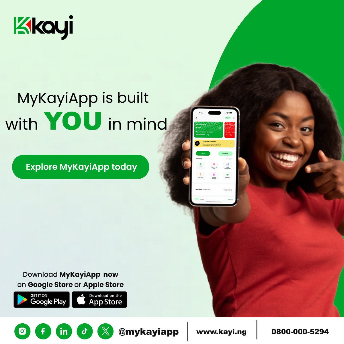 Hey, millennials! Kayiapp is designed just for you, offering a modern, user-friendly banking experience. Download now on Google Play Store, or Apple Store.

#MyKayiApp #NowLive #Kayiway #DownloadNow #Bankingwithoutlimits #downloadmykayiapp