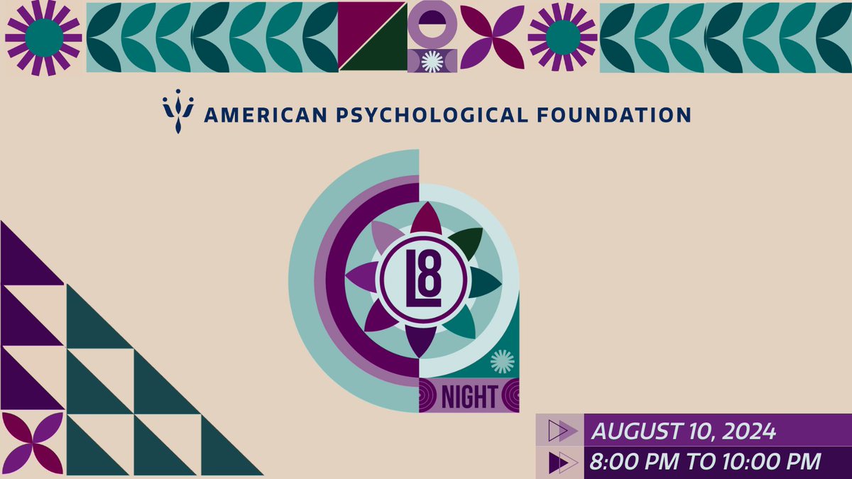 Join us for the ultimate 2024 @APAconvention finale – APF's L8 Night! Connect with old friends and new while supporting impact in psychology and dancing the night away. Reserve your spot now to be part of this unforgettable evening! 💜 ow.ly/9jYq50RmvMF @APA #APAConvention