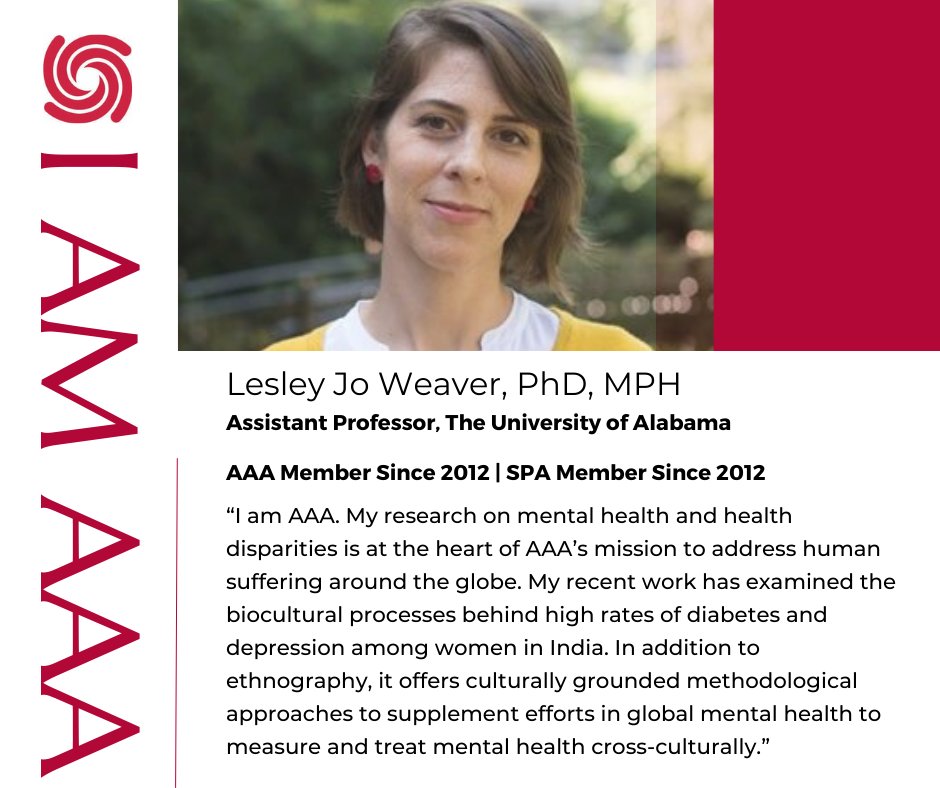 May is Mental Health Awareness Month! SPA (Society for Psychological Anthropology) member Lesley Jo Weaver states her research on mental health as being at the heart of AAA’s mission. americananthro.org/people/lesley-…