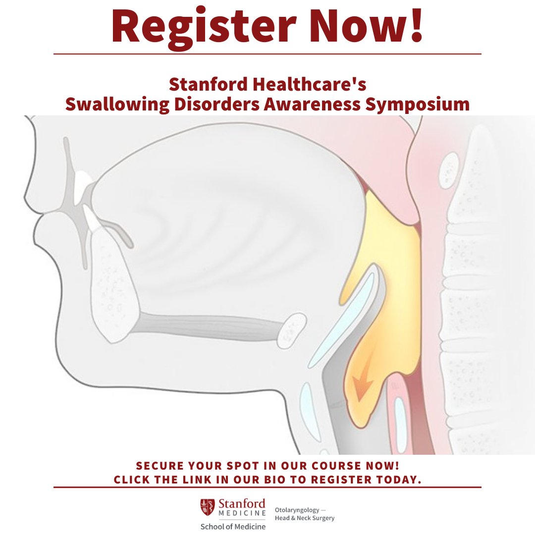 Registration is open for the 2024 Dysphagia Awareness Symposium which is scheduled for June 26th from 5:30 PM - 8:00 PM! June is National Dysphagia Awareness Month. 

#stanfordohns #stanfordmedicine #stanfordhealthcare #dysphagiaawarenessmonth #dysphagiaawarenesssymposium