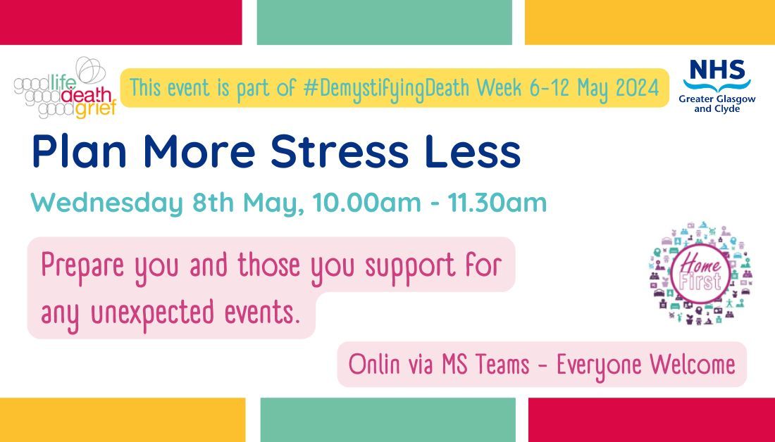 #DemystifyDeath 📢 @EastDunHSCP @GCHSCP @WDCouncil @RenHSCP @InverclydeHSCP @erhscp @nhsggc @NHSGGCCarers @LifeDeathGrief When you or someone you care about becomes ill, life can become very stressful. Things we can do before this happens. Book direct 👉 buff.ly/4arWwOM