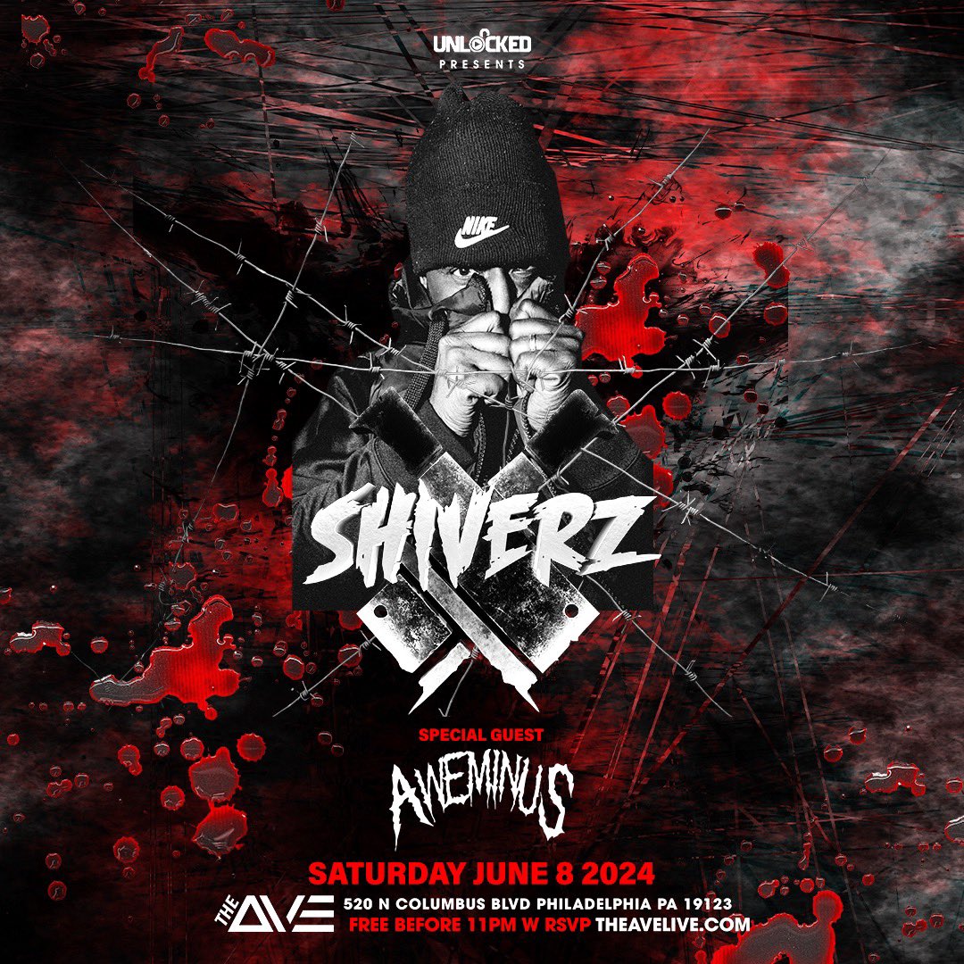 Show Announcement 💥 Shiverz will be coming to #TheAve on Saturday, June 8th with Special Guest Aweminus - Free before 11PM with RSVP at TheAveLive.com