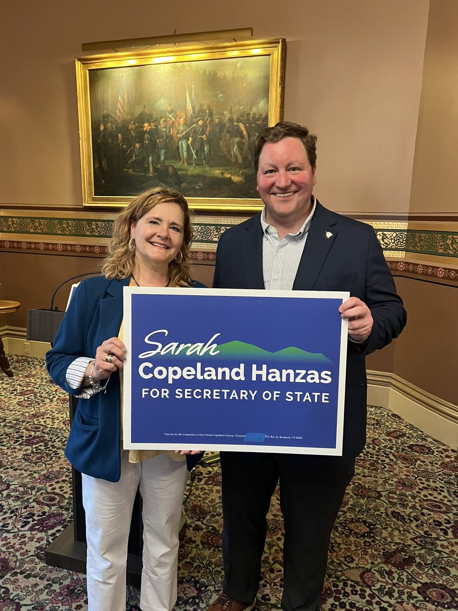Sarah Copeland Hanzas has served as Vermont’s Secretary of State with vision and integrity. Let’s re-elect her this November! Donate today: secure.actblue.com/donate/reelect…