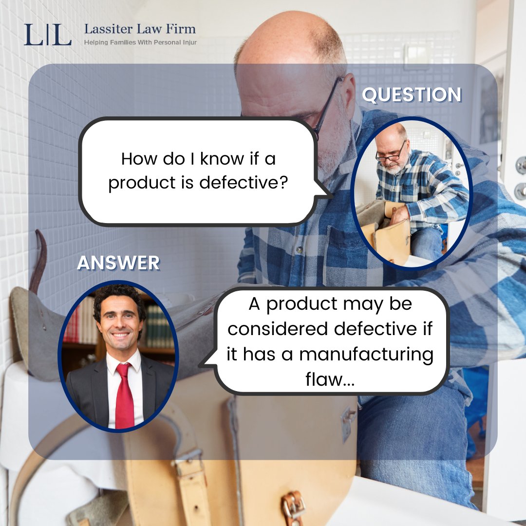 Q: How do I know if a product is defective?

A: A product may be considered defective if it has a manufacturing flaw, a dangerous design, or lacks proper warnings or instructions.

#LassiterLawFirm  #HoustonPersonalInjuryLawyer #Houston #Lawyer #PersonalInjury