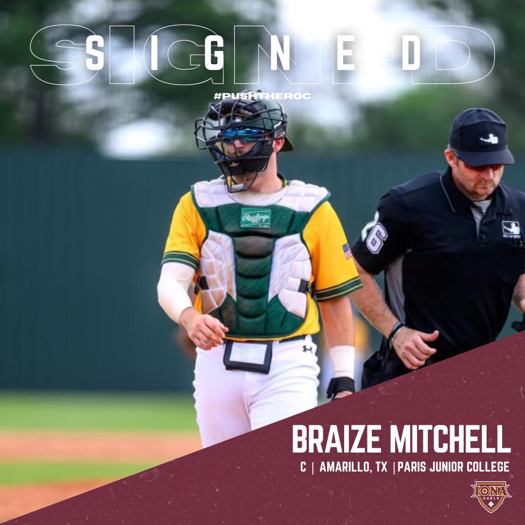 Signed as a Gael! We are excited to welcome Braize Mitchell to the Iona Baseball Family! #GaelNation