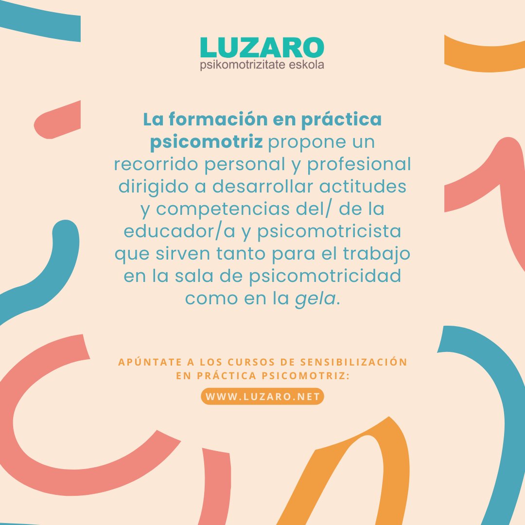 En Luzaro te ofrecemos una propuesta de formación dirigida a comprender el sentido del movimiento, acciones y juegos que las niñas/os expresan en los primeros años de vida (0-8 años).

Apúntate a nuestros cursos de sensibilización en práctica psicomotriz: luzaro.net/es/cursos-de-s…
