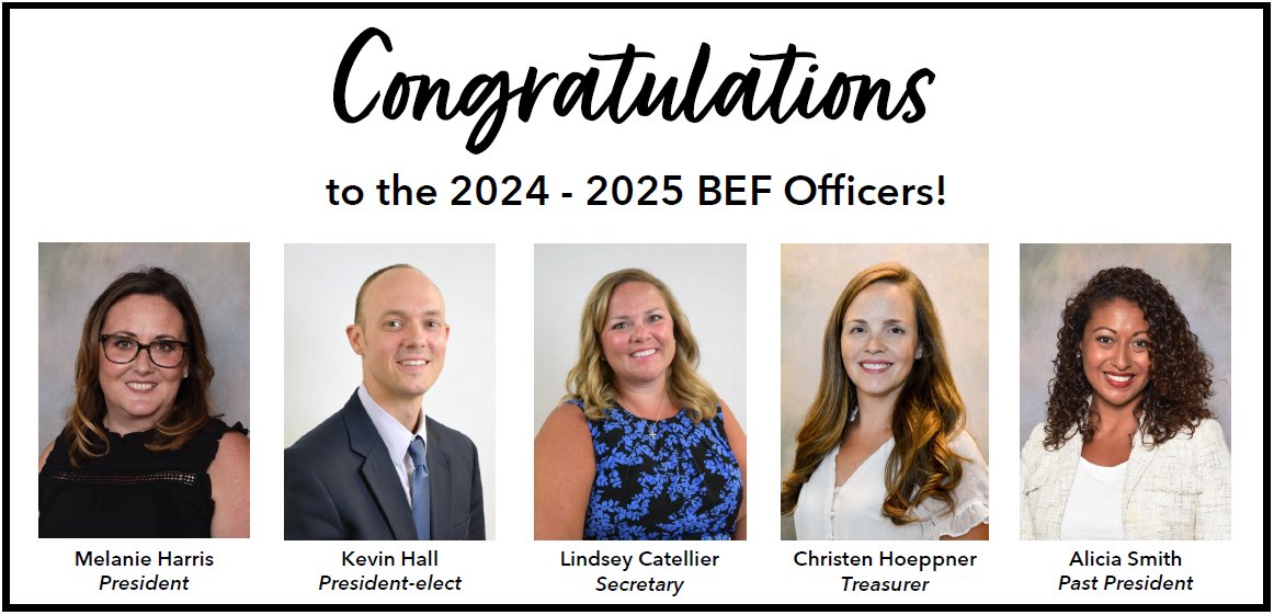 Congratulations to the new BEF officers for the 2024-2025 year! Would YOU like to get involved with BEF and help impact all students in the @Brownsburg_CSC There are lots of ways that you can volunteer! Please contact the BEF office to learn more! BEF@brownsburg.k12.in.us