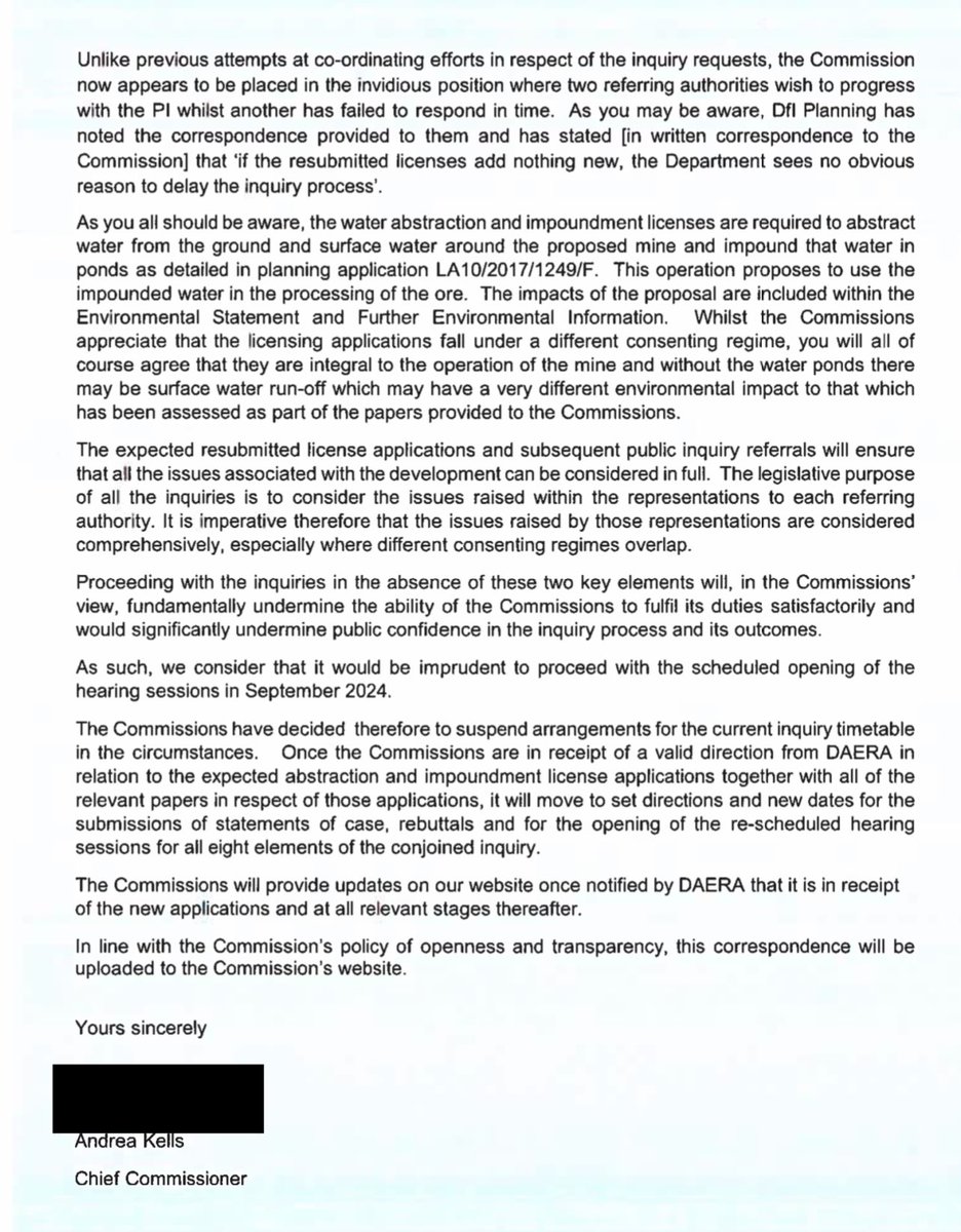 NEW: Dalradian public inquiry suspended following debacle with water abstraction licences. Can’t imagine it could have gone ahead in September without any public scrutiny of this major part of the mine application. Good call from PAC now officials need to do their jobs right 🙄