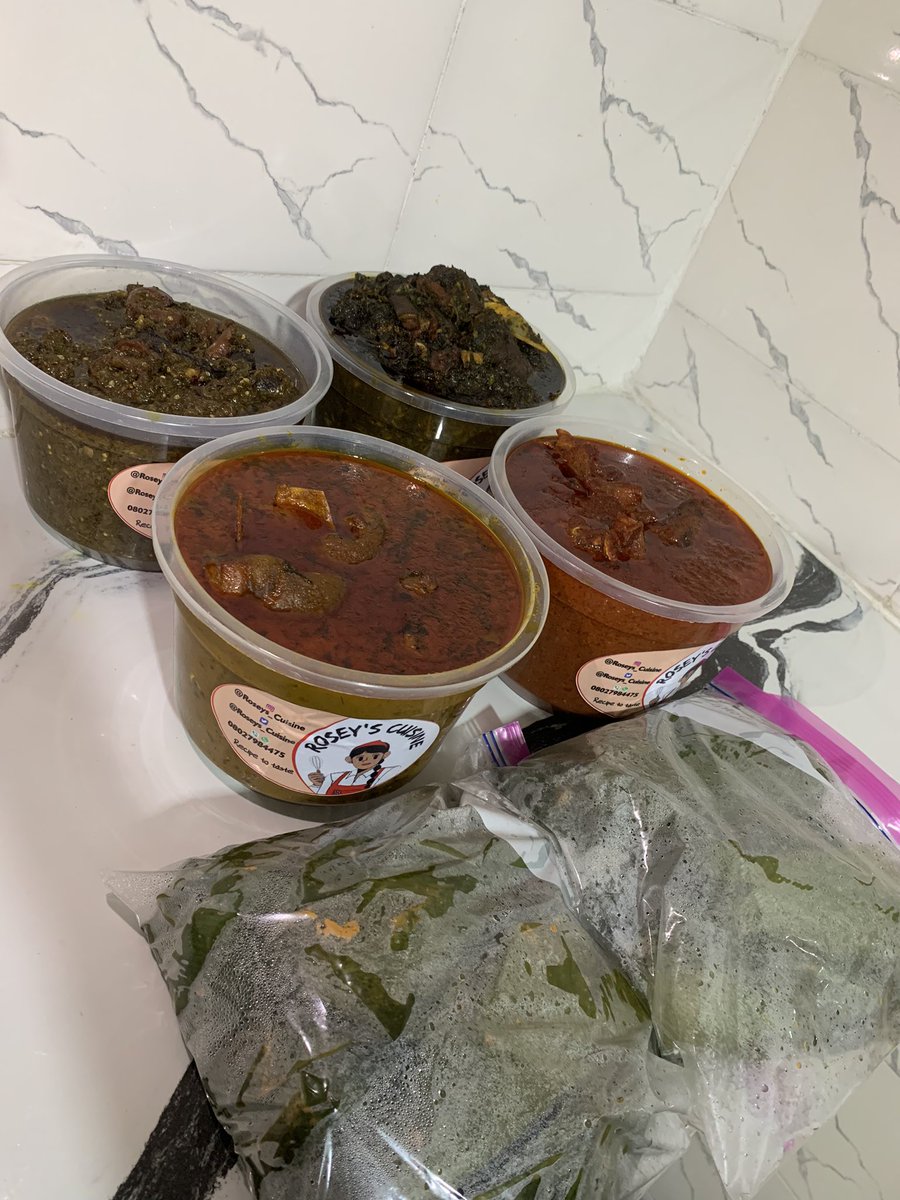 Today’s delivery Ofeakwu✅ Goat meat stew✅ Afang soup ✅ Ayamase ✅ 10 wraps of moi moi elewe✅ Thank you for patronizing @Roseys_cuisine