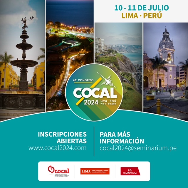 Lima, la cautivadora capital de Perú, será el escenario del esperado Congreso COCAL 2024. 

No te pierdas la oportunidad de ser parte de esta experiencia única en la industria de reuniones 🌟🌐

#COCALLima2024