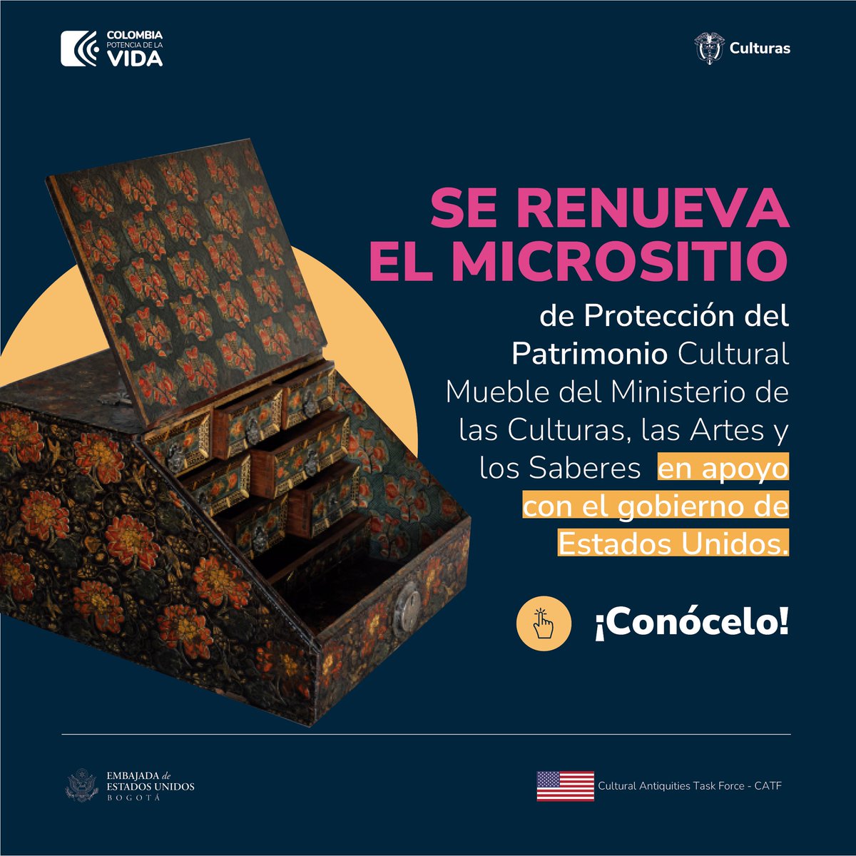 #BuenasNoticias. ¡Actualizamos el micrositio el control, registro y recuperación de bienes culturales hurtados dentro y fuera del país! Son, por ejemplo, pinturas, esculturas, mobiliario, textiles, entre otros. Consulta gratis👇🏼
mincultura.gov.co/nuestropatrimo…
Más n9.cl/bienescul