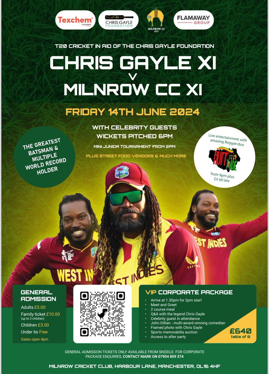 MilnrowCC's tweet photo. 🏏 Chris Gayle Charity Match 🏏 https://t.co/jZytIy0d8y