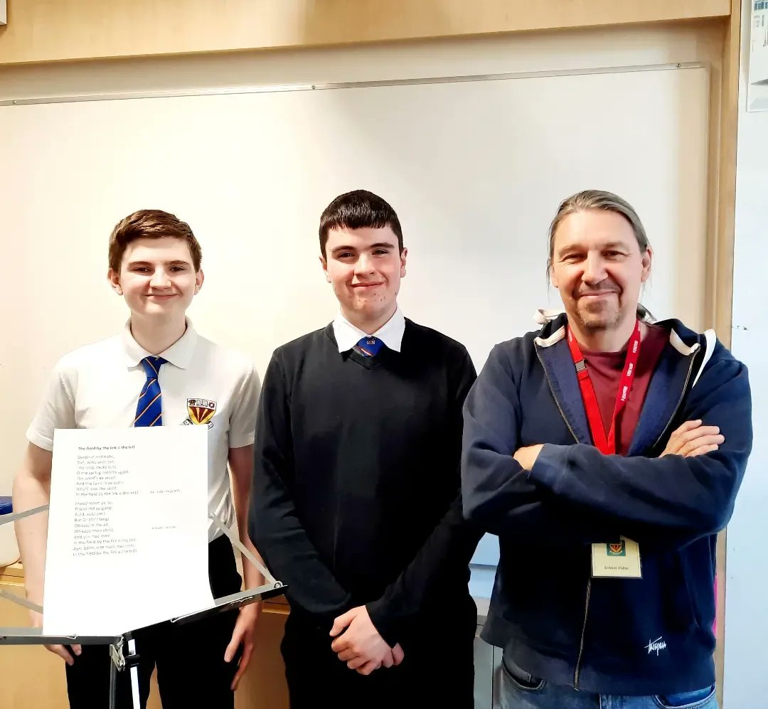 BrechinHighLib's tweet image. Exciting news! Gallus bard o the Scots leid, Matthew Fitt, has recruited braw Reading Ambassadors, Lewis & Daniel, for a fab multimedia project - creating a digital artefact celebrating the poetry of Violet Jacob.
Watch this space!
@ScotsH #ReadingAmbassadors #ProudToBeBrechin