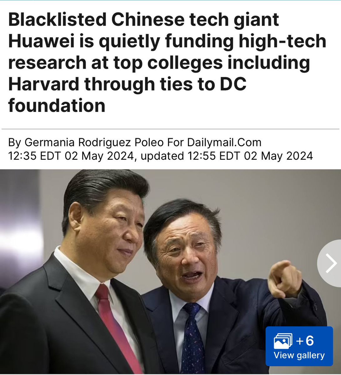 🚨 Chinese telecommunications giant Huawei has quietly been funding cutting-edge research at America's top universities, including Harvard, despite being blacklisted by the US government.

Huawei is using an independent Washington DC-based foundation to give millions of dollars…