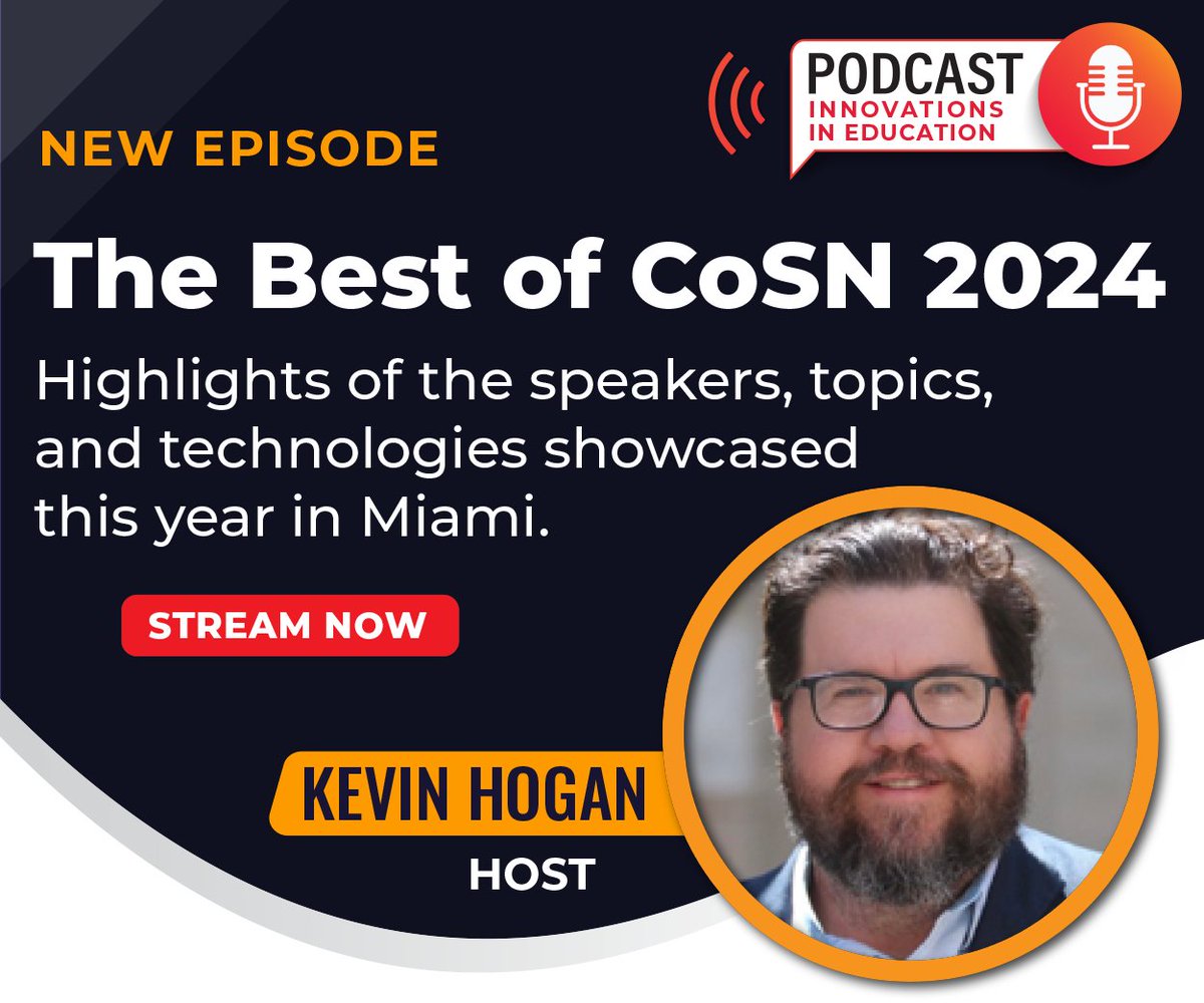 Our latest episode of #InnovationsInEducation dives into the highlights of #CoSN2024, featuring top speakers, cutting-edge topics, and groundbreaking technologies shaping the future of education. Tune in now for exclusive insights! hubs.ly/Q02vVcDl0 @CoSN