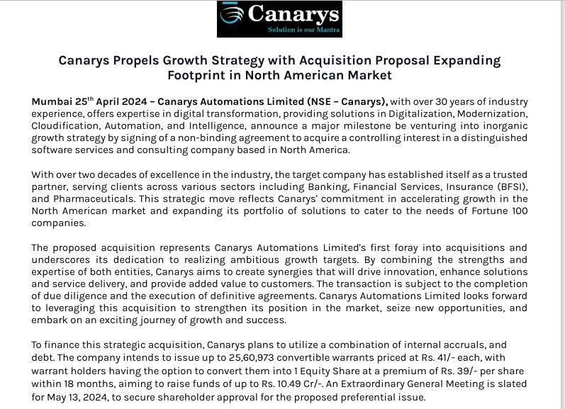 Canarys Automations Ltd
Market Cap₹ 315 Cr.
#investingideas #sharemarketindia