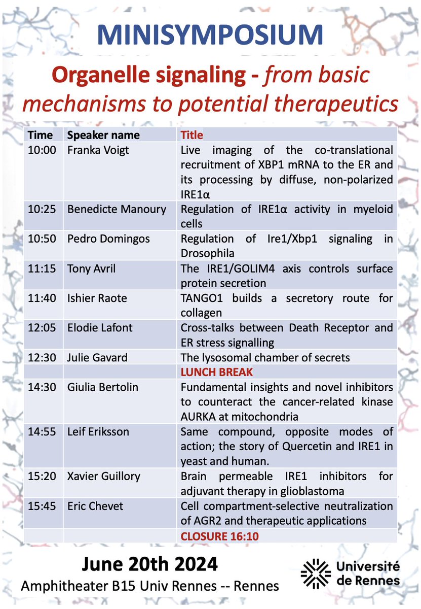 🗣️If you are interested in #organelle_signaling 🤩, join us on june 20st in #Rennes @RennesUniv, it is free (just DM me to ensure we still have seats), ligth logistics, great lineup of speakers !!! and wheather should be enjoyable (can't promise) ☀️ @CSignaling @InsermGrdOuest