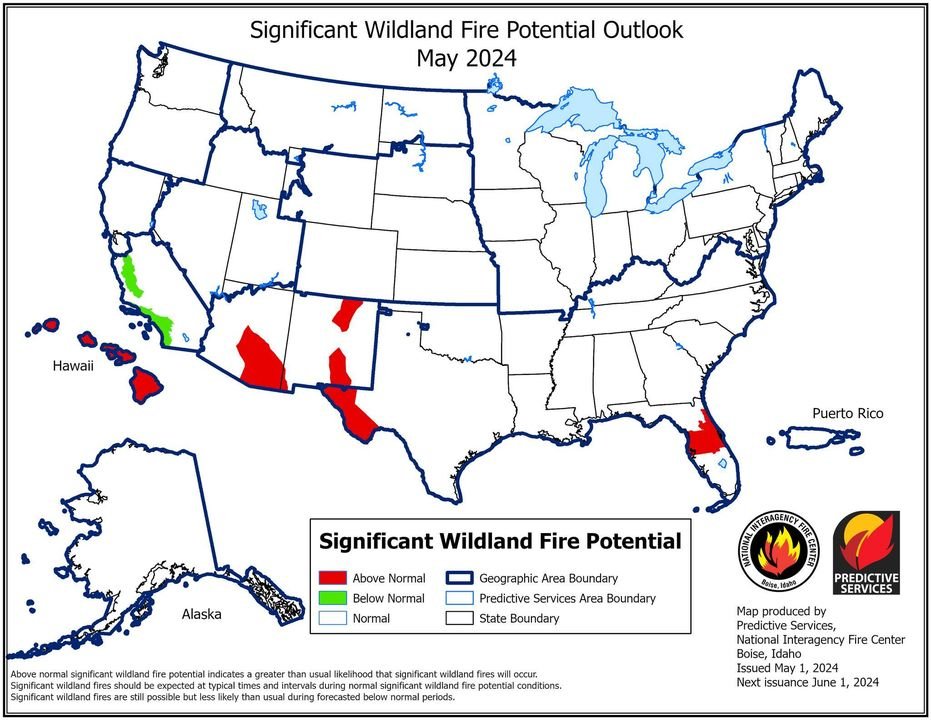 Arizona moved into above average wildland fire potential this month. Put May 16, 10AM on your calendar to attend our webinar with guest speaker @tdavilaPIO from @azstateforestry to discuss the AZ wildfire outlook. azclimate.asu.edu/webinars/ #azwx