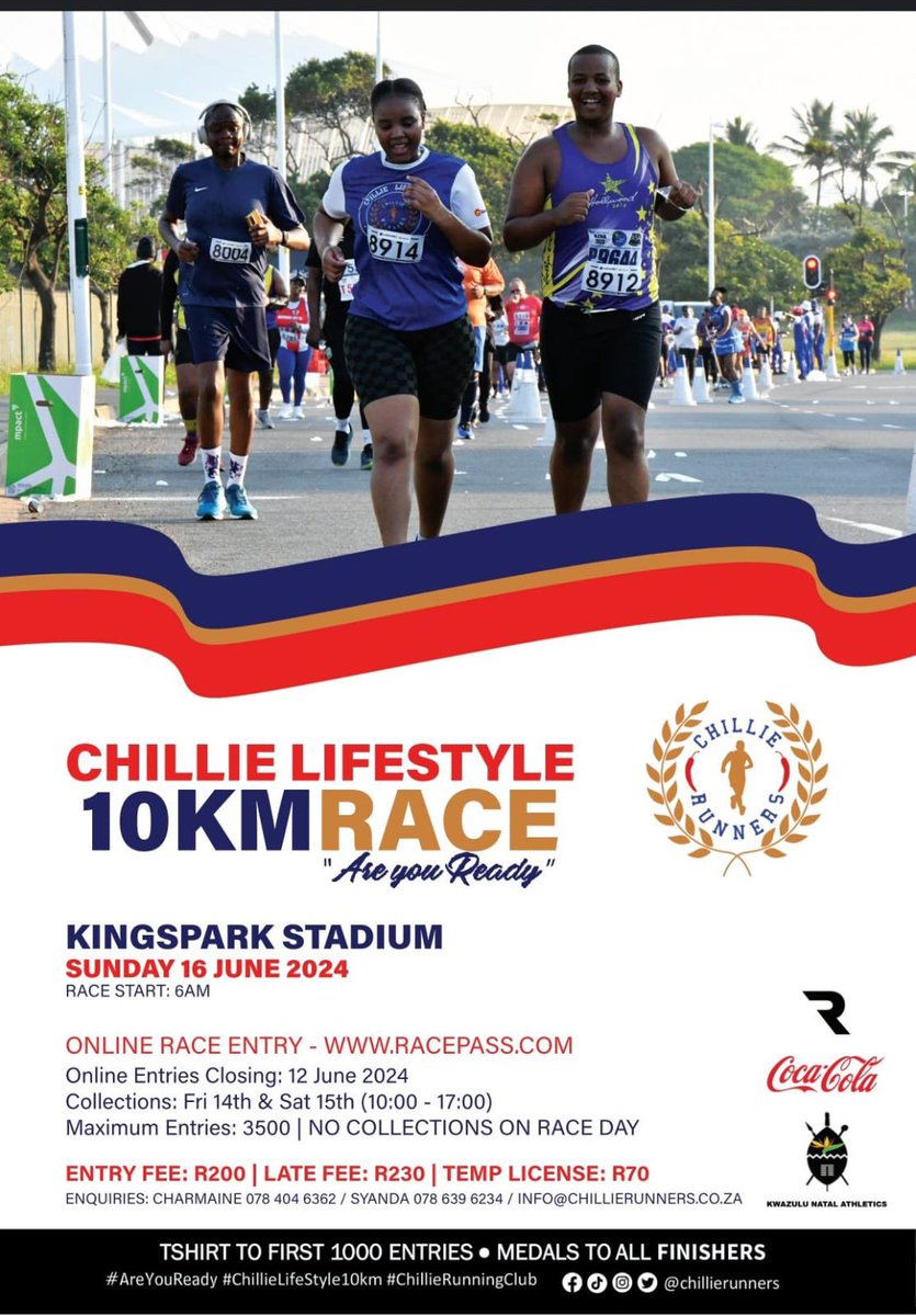 📣Another one 📣 From e Mapondweni to Khezetheni. We are ready to host you❕ Are you ready??? #ChillieLifestyle10km The registration 🔗 racepass.com/za/races/chill ‼️1st 1000 entrants to receive a race T-shirt and all finishers receive a medal ‼️
