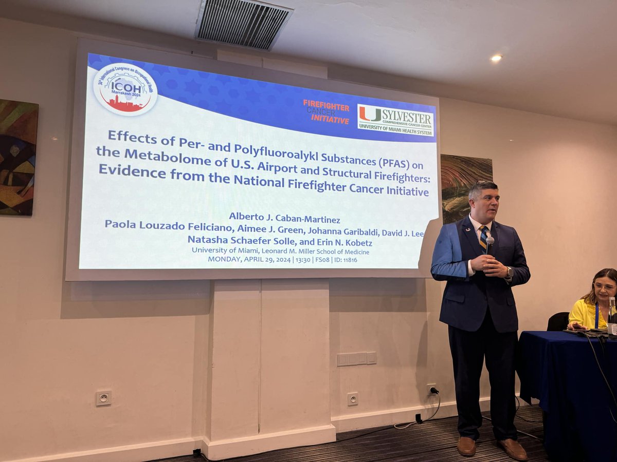 ✈️ FCI's Co-Deputy Director Dr. Alberto Caban-Martinez flew to Morocco this week to present research on the relationship between PFAS exposure and metabolism between airport rescue firefighters and structural firefighters at the International Commission on Occupational Health.